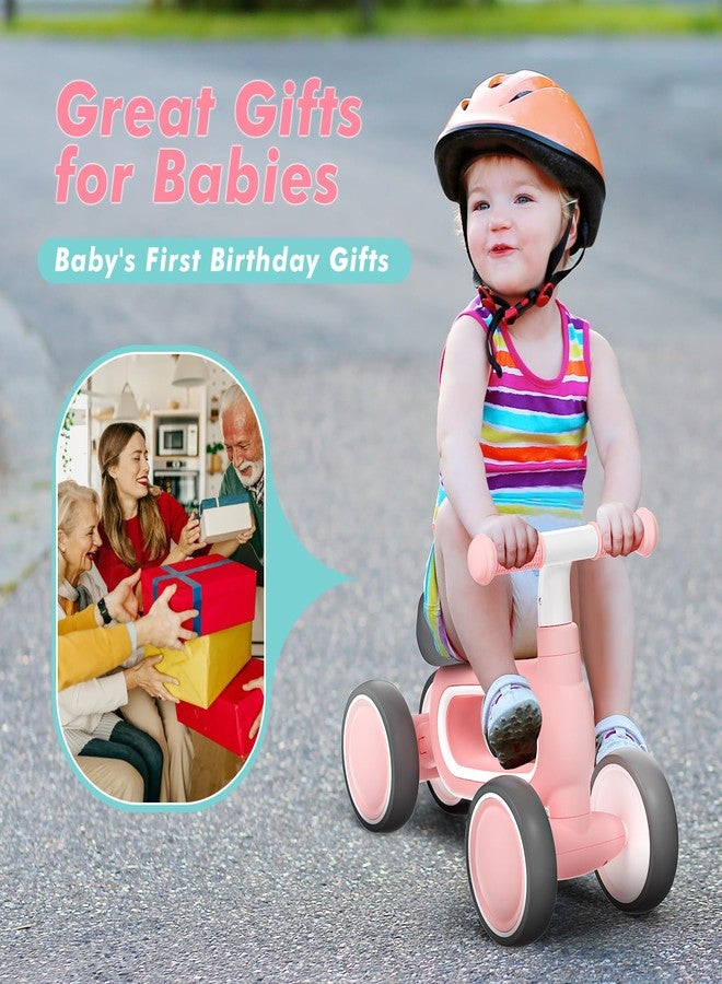 DRAMATION Baby Balance Bike for 1 Year Old Girls Gifts, 10-12 Months No Pedal Toddler Balance Bike with 4 Silence Wheels, 1st Birthday Gift, Ride On Toys for Boys Girls 1 Years Old, Pink - Image 2